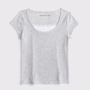 Abercrombie Kids Light Gray Lace Tee